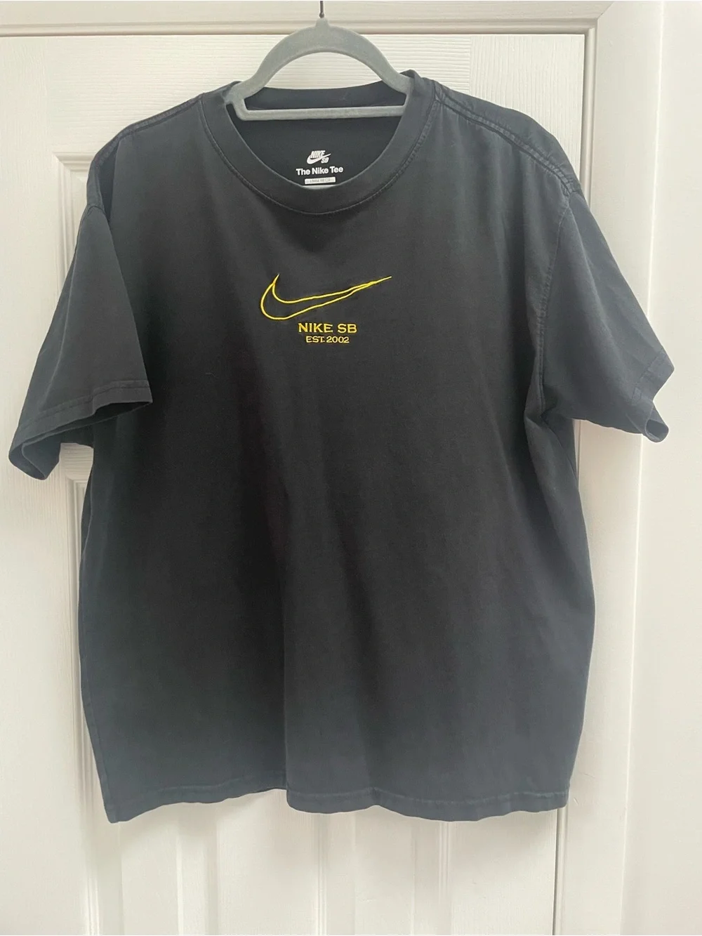 Nike Black Short Sleeve T-Shirt with Yellow Swoosh